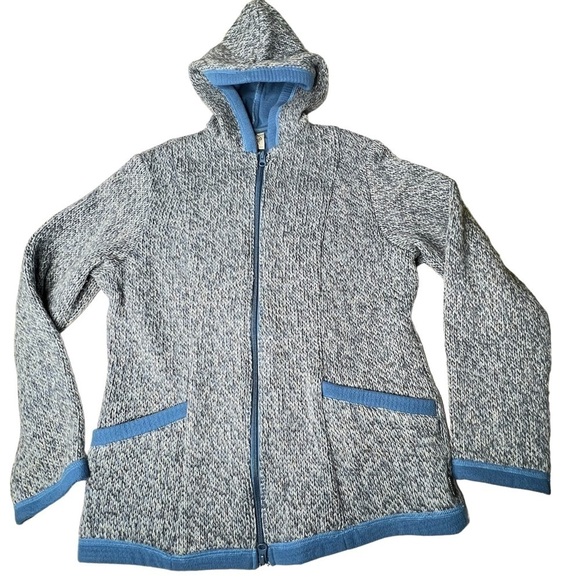 PRANA Wool Blend Knit Hooded Zip Sweater Jacket Fleece Lined Women's Size M - Picture 7 of 16